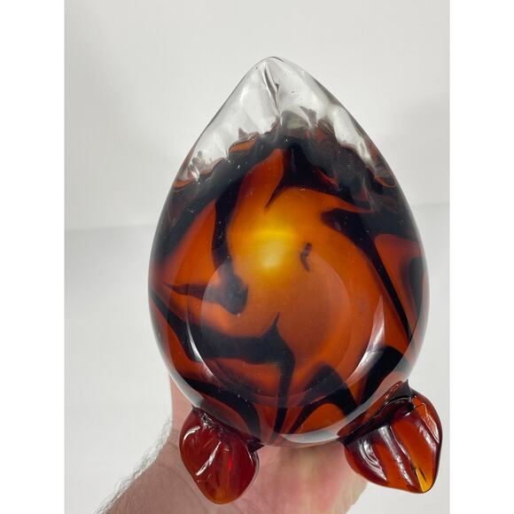 Art Glass “Duck” Sculpture Brown Amber Goose Bird Patterned Figurine Hand blown - Picture 3 of 6